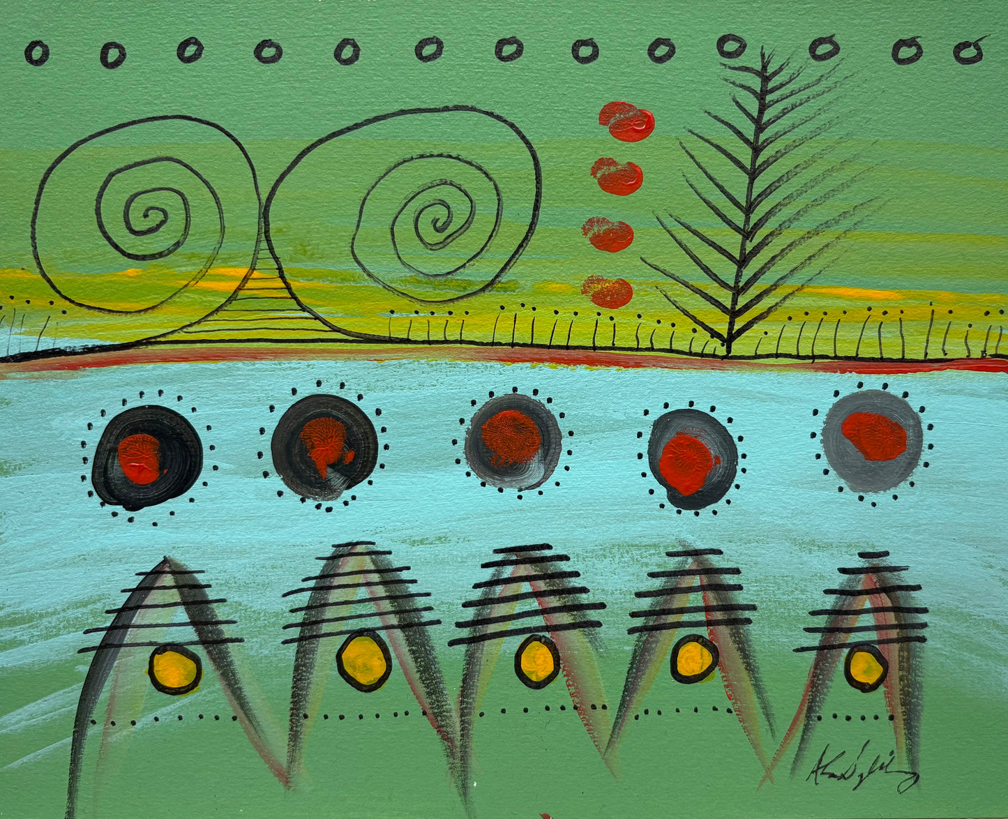 Red on Black Dots, 2002