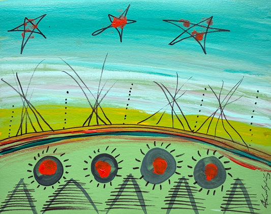 Three Red Stars Over Village, 2002