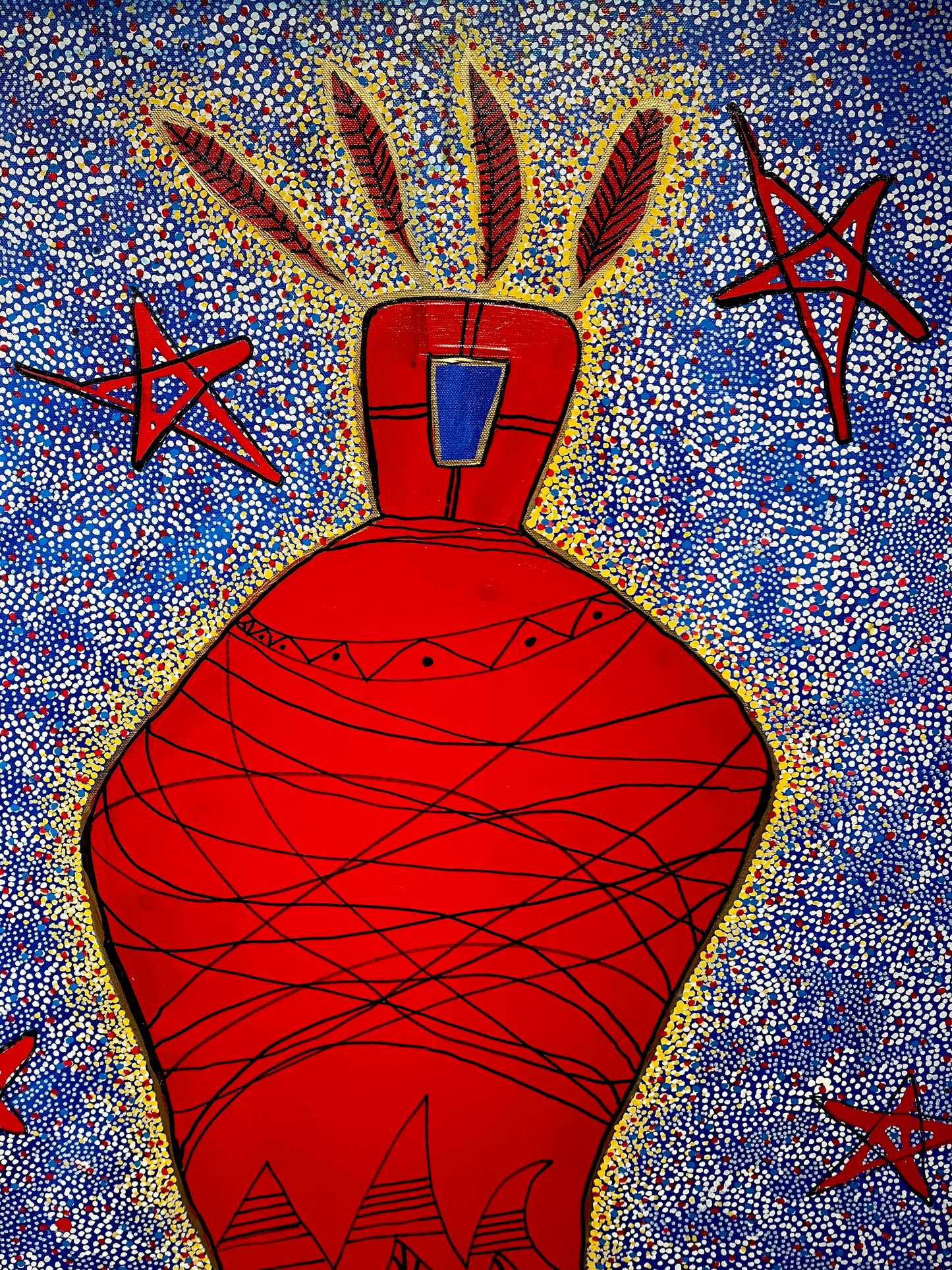 Shaman with Four Red Feathers