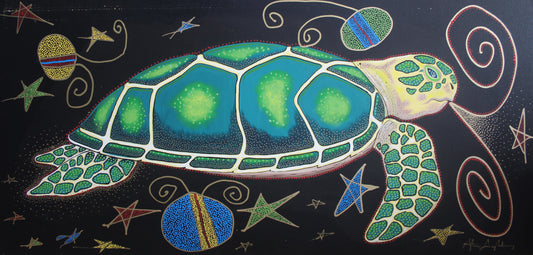 Green Turtle Making Stars