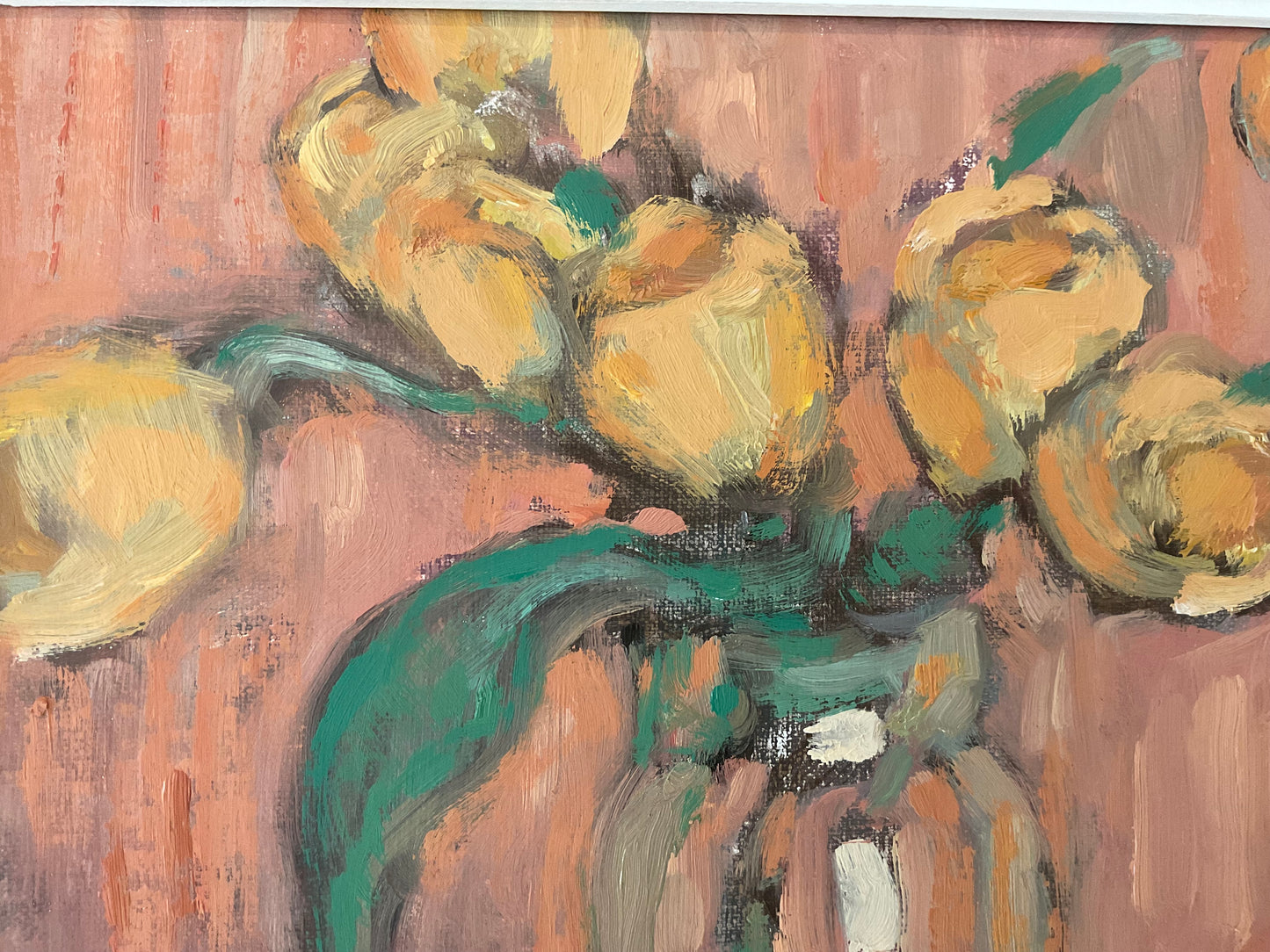 Green Teapot with Tulips