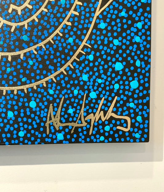 Green Mask with Four Red Feathers