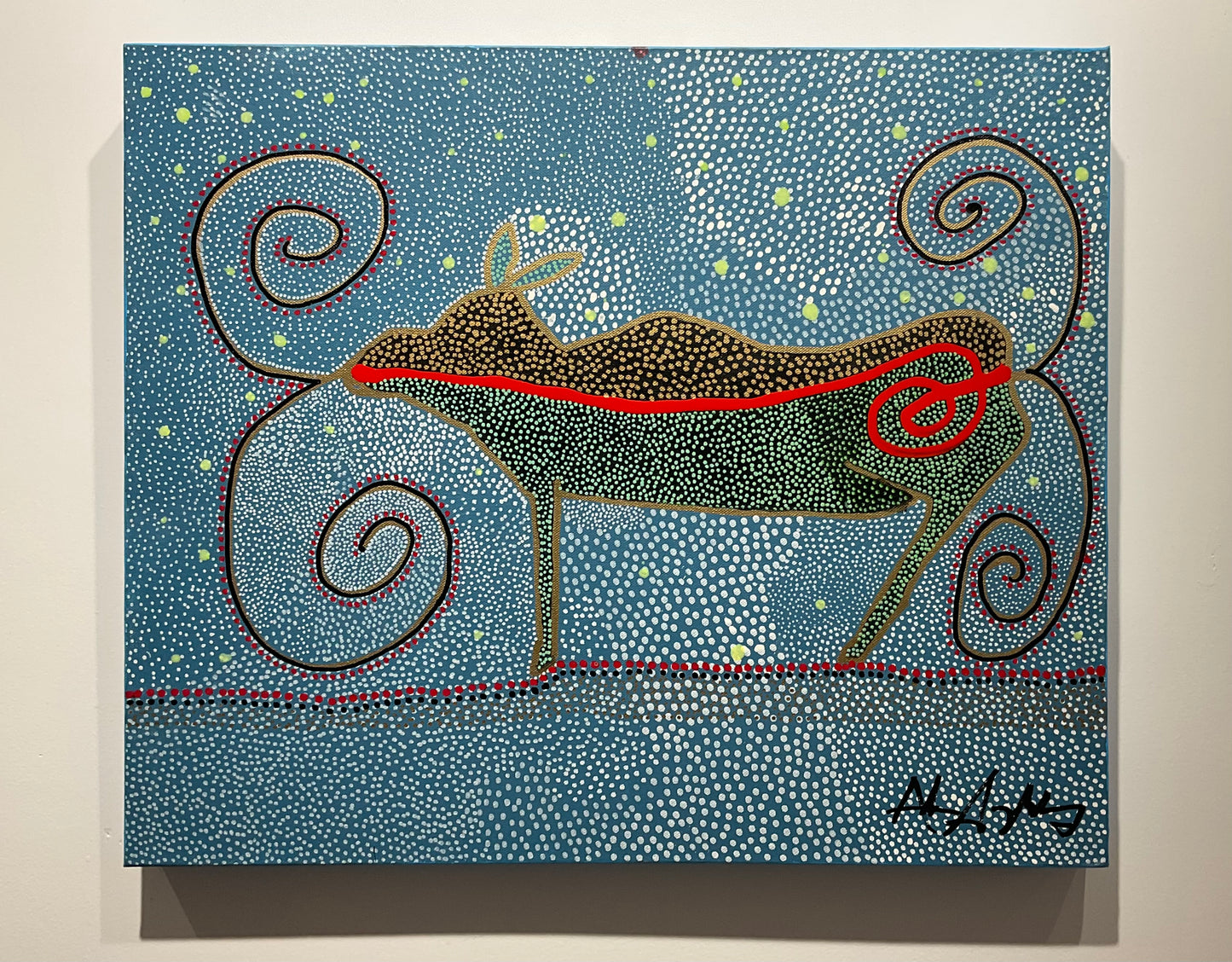 Black Female Moose with Stars Around It