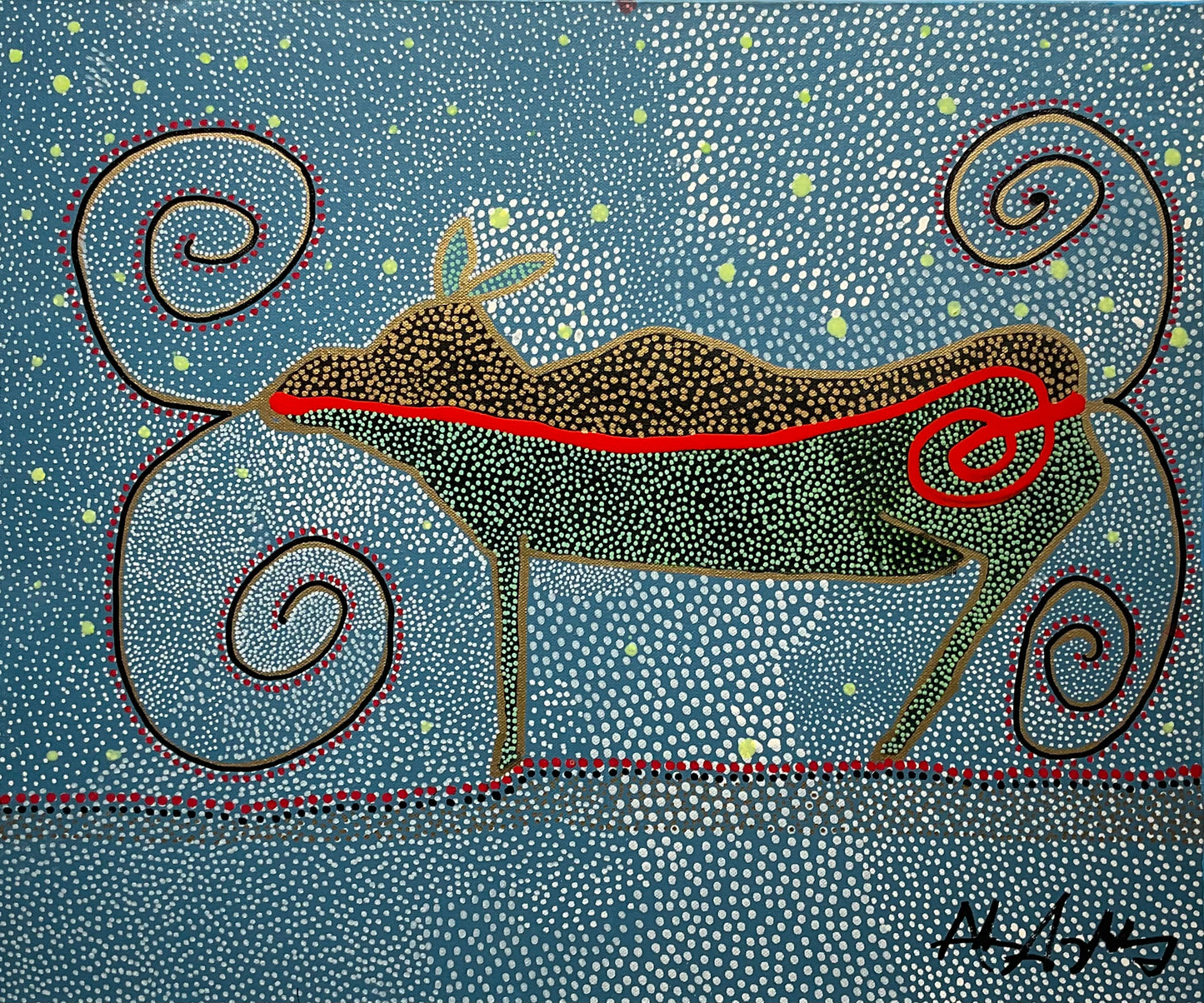 Black Female Moose with Stars Around It