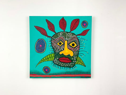 New Mask with Five Red Feathers