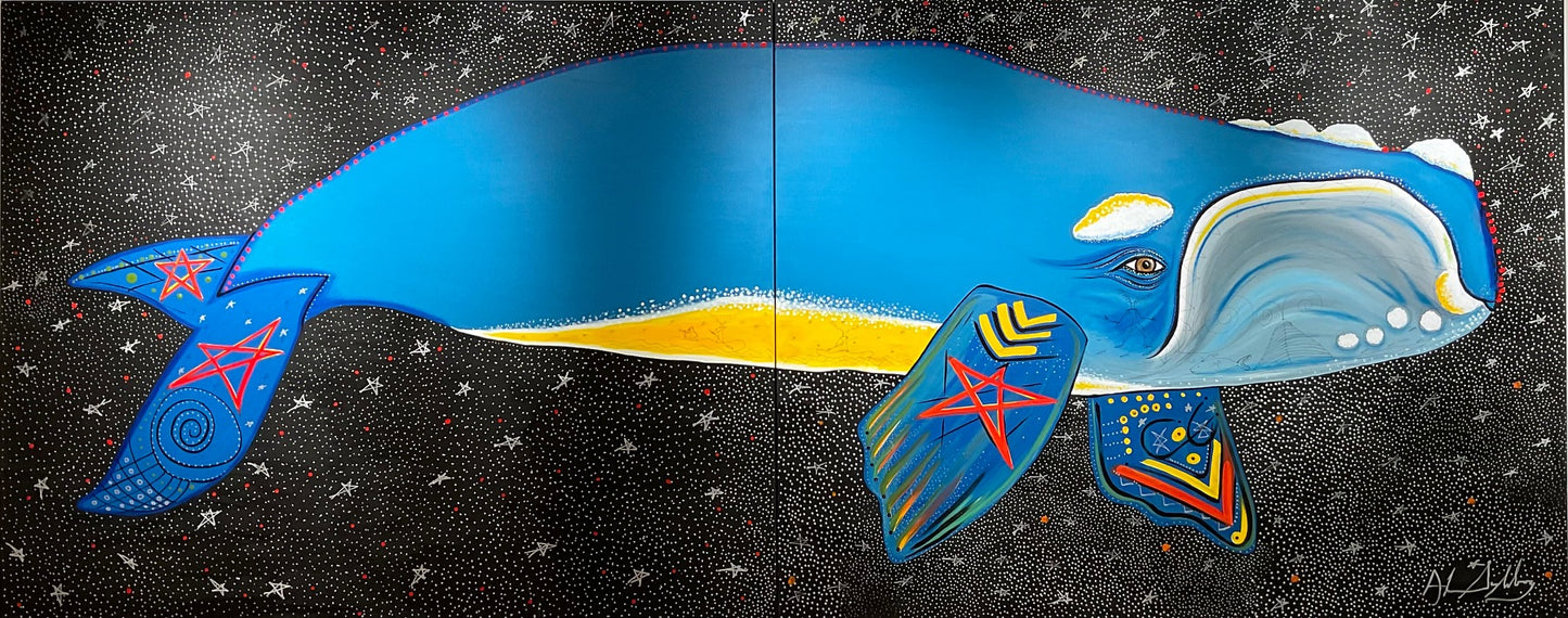 Right Whale Floating on a Sea of Stars