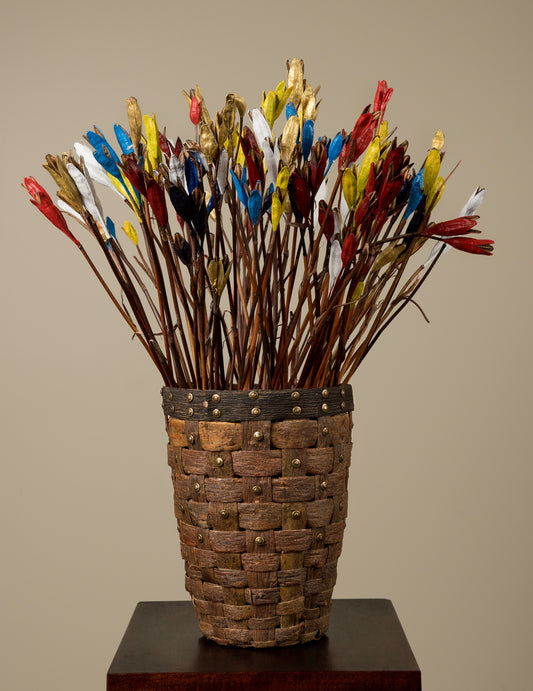 Willow Jar with Painted Iris Pods