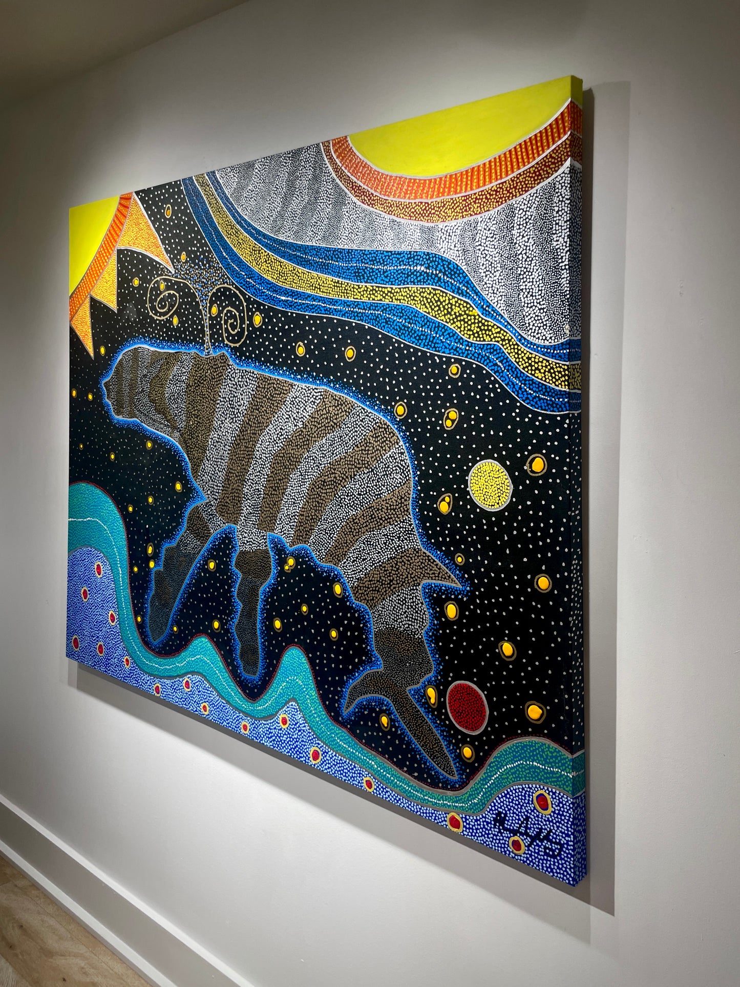 Ghost Whale Under Yellow Sun