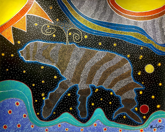 Ghost Whale Under Yellow Sun