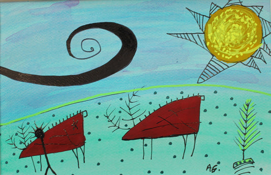 Two Red Caribou Under Sun