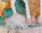 Abstract painting with textured brushstrokes in pastel colors