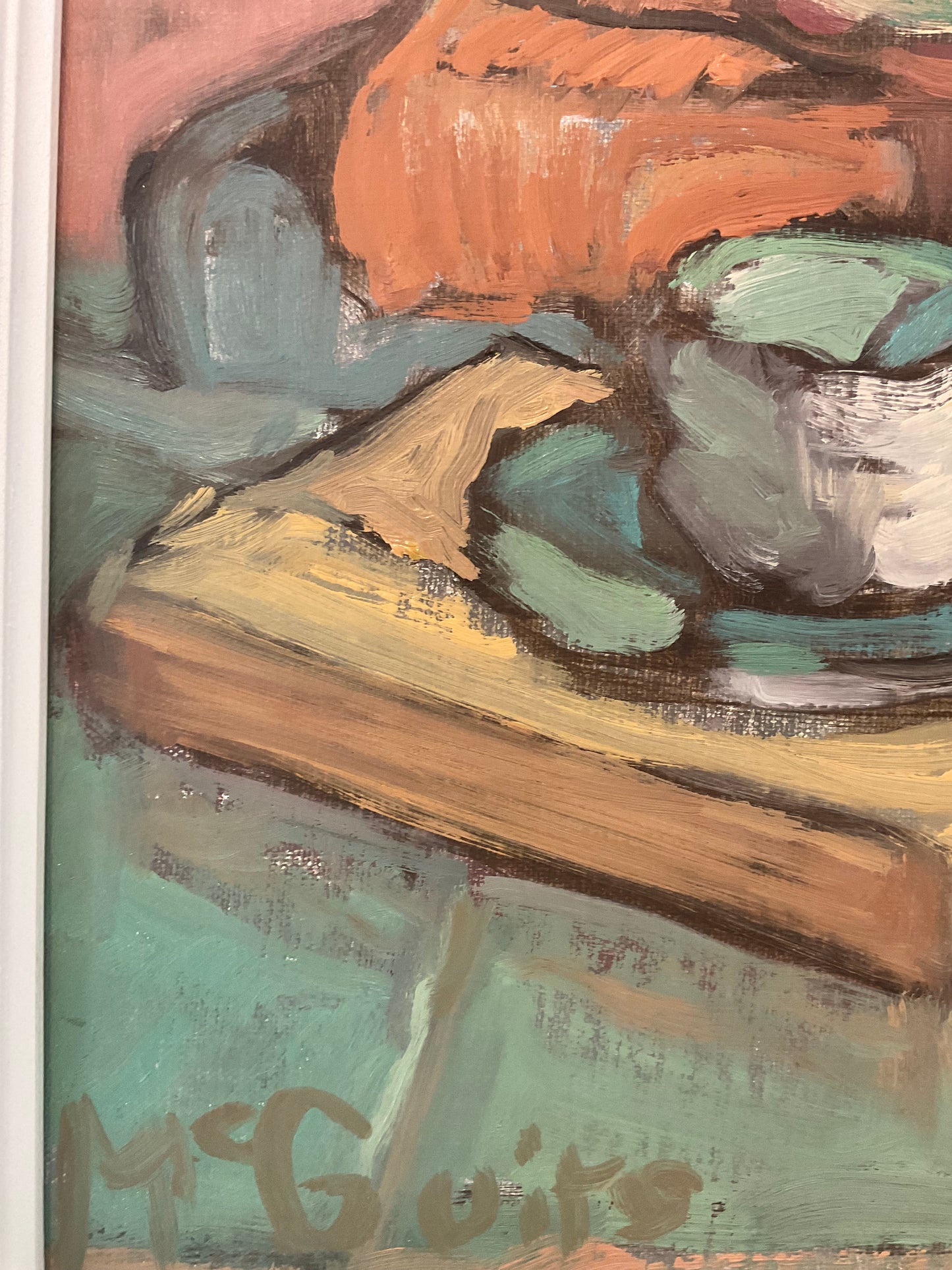 Green Teapot with Tulips