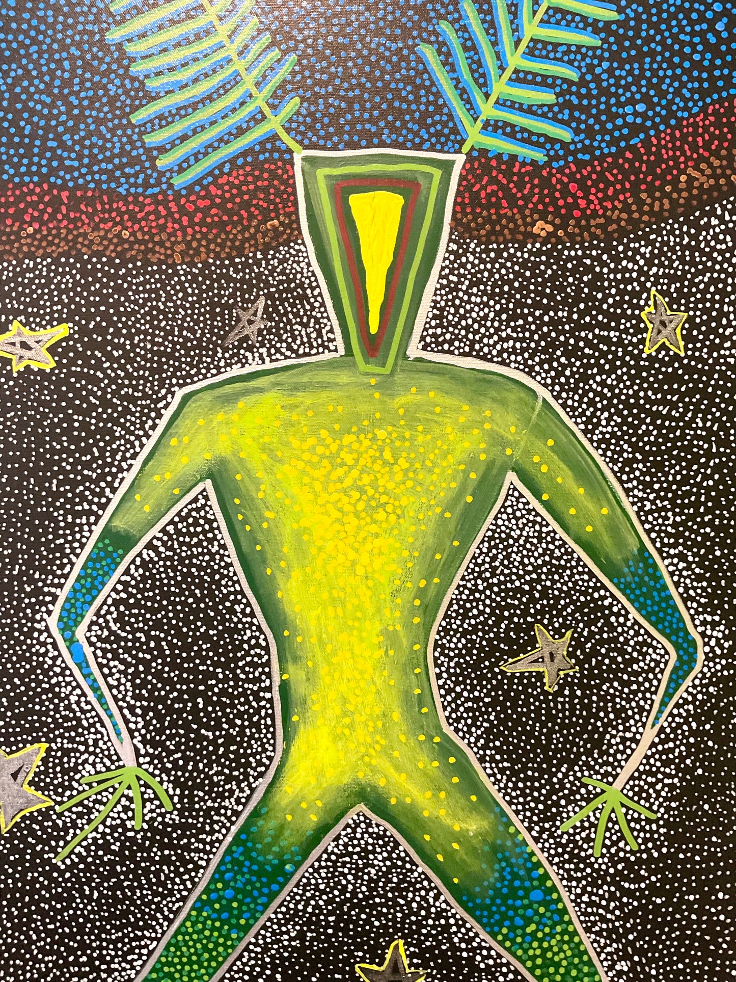 Forest Man with Yellow Spirits Coming Out of Him